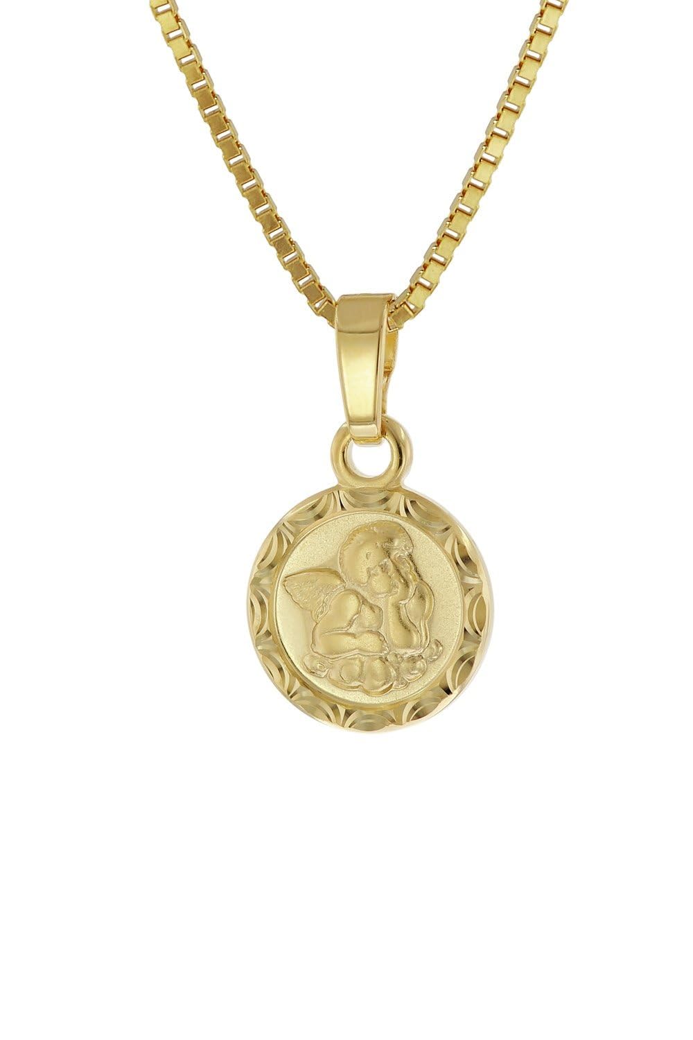 trendor Engel-Anhänger Gold 333 mit vergoldeter Silber-Kette für Kinder