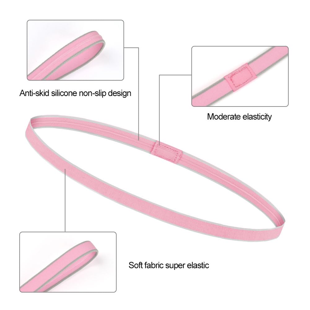 URAQT Sport Fascia Capelli Antiscivolo, 5 Pcs Sportiva Fasce per Capelli Sottile Elastico Turbante Fasciaa, Sport Fasce Sottile Unisex Fascia Elastica Capelli Sottile per Sport,Yoga, Fare Jogging