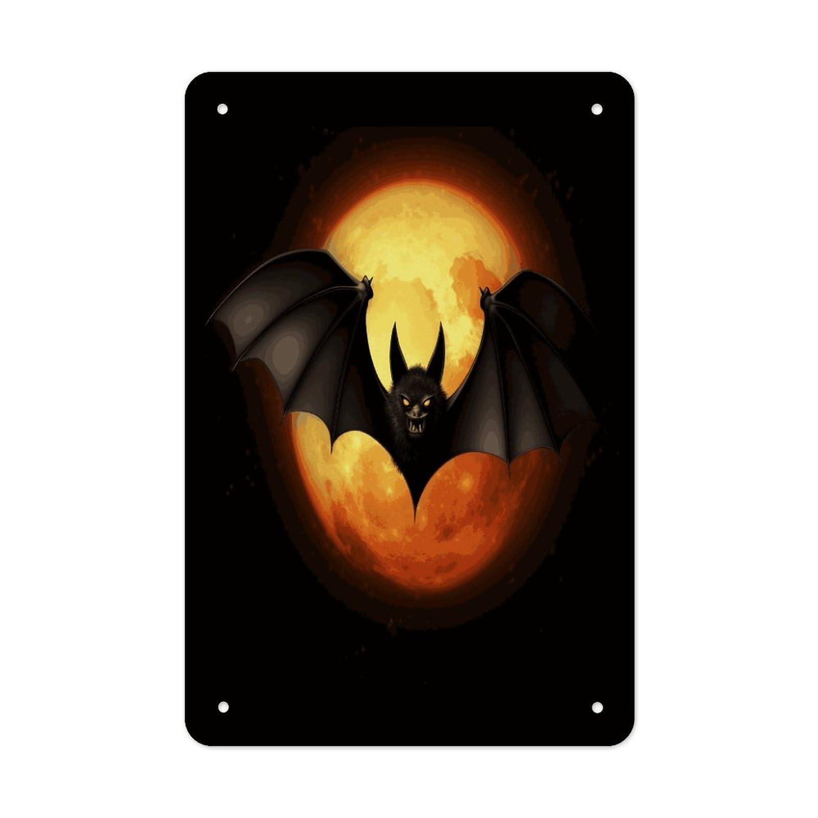 Btcowzrv Style Halloween Bat Metal Tin Sign Wall Decor Hanging Plaque