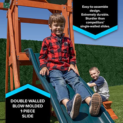 Sportspower Scottsdale Wood Swing Set With 2 Swings And Slide, Brown/Green #TOP3