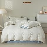 MKXI White Duvet Cover Printed Grids Twin Size Pattern Bedding Blue Floral in Diamond, 3 Pieces Bed...