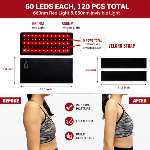 2 Pcs Red Light Therapy Arm Belt con luz infrarroja 660nm y 850nm, temporizador y ajuste de brillo para alivio del dolor en brazos, rodillas y hombros miniatura 6