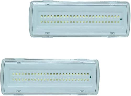 FLM SYSTEM 2X Lampada Di Emergenza Con 50 Led Completa Di Incasso E Batteria Luce Bianca 4W