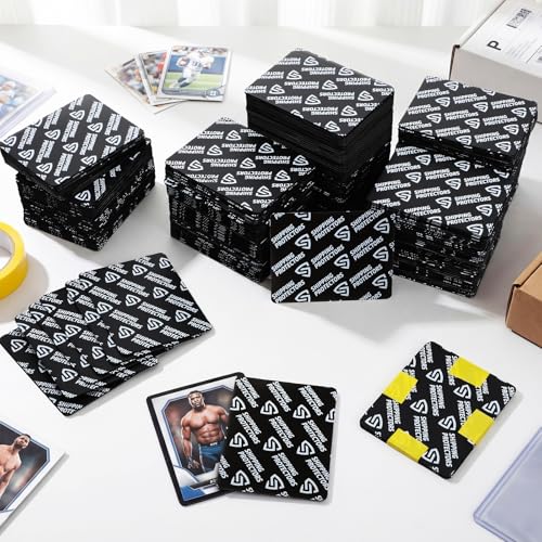 Image of 300 Pcs Trading Card Shipping Protector Bulk 3.5 x 4.5 Inch Black Card Shipping Supplies Baseball Plastic Inserts Mailer for Mailing Sports Team Bags Sleeves