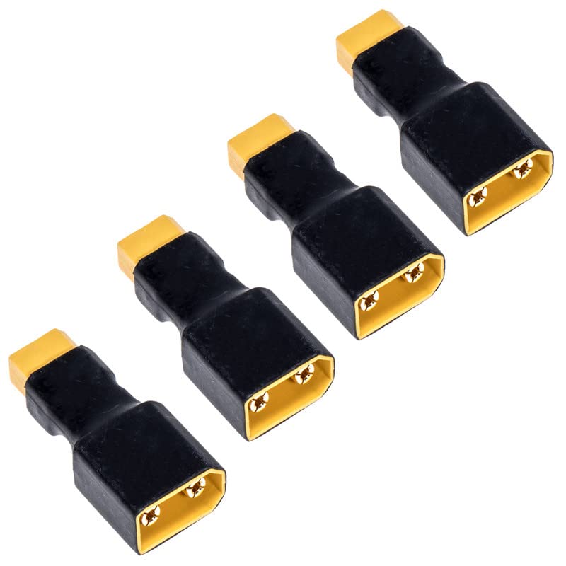 4pcs XT60 Female Connector to XT90 Male Connector Adapter for RC Lipo Battery ESC (XT60 Female to XT90 Male)