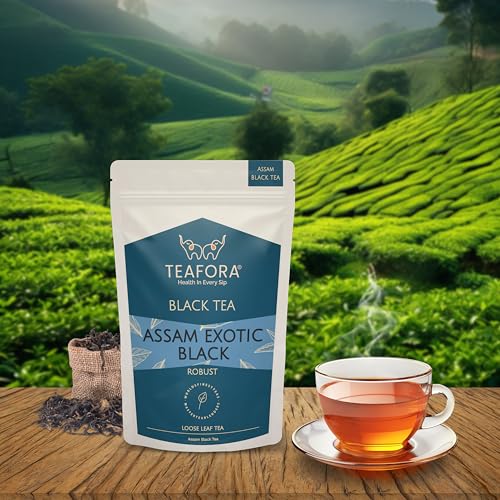 Image of TEAFORA Assam Exotic Black Tea | Unblended Loose Leaf Tea | Robust & Full Bodied | Freshly Sourced Direct From Origin | Brew Hot or as Iced Tea - 100g