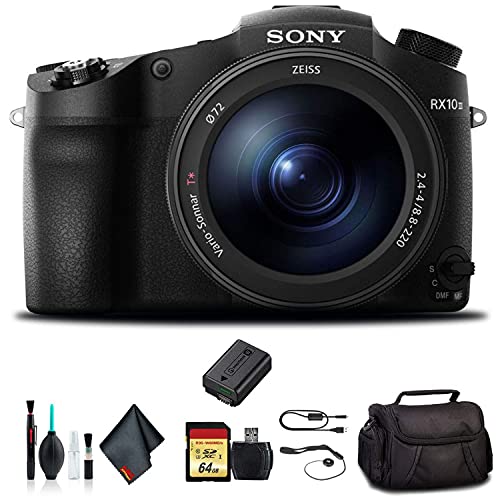 Sony Cyber-Shot DSC-RX10 IV Camera DSCRX10M4/B with Soft Bag, 64GB Memory Card, Card Reader, Plus Essential Accessories