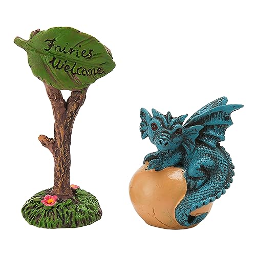 Loboo Idea Dragon Fairy Garden Resin Figurine Cute Mini Dragon Decoration DIY Guidepost Entry Bathroom Family Room Nursery Outdoor Ornament