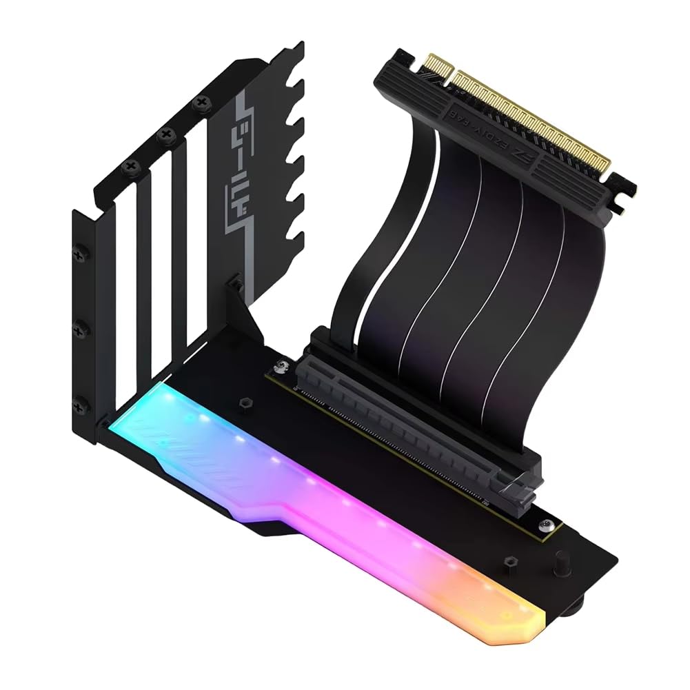 Pionowy uchwyt montażowy GPU z kablem PCI-E 4.0 X16, kabel riser, zestaw obsługi karty graficznej, kąt prosty 90 stopni, czarny