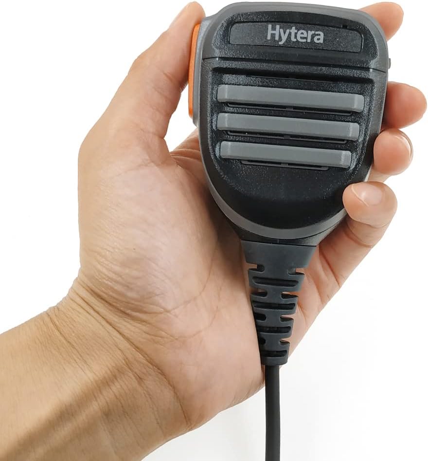 Hand holding the ANYSECU HYT SM26M1 Speaker Microphone