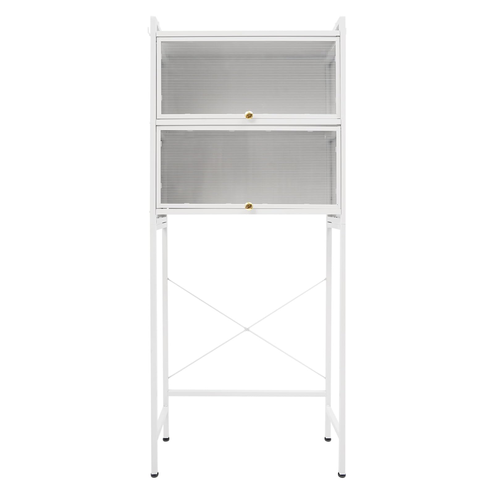 Scaffale per Lavatrice 70x25x167cm Bianco, Mobile da Bagno con 2 Armadietti e 3 Ripiani, Organizer Salvaspazio Moderno Acciaio e PVC Regolabile per Casa Balcone Appartamento