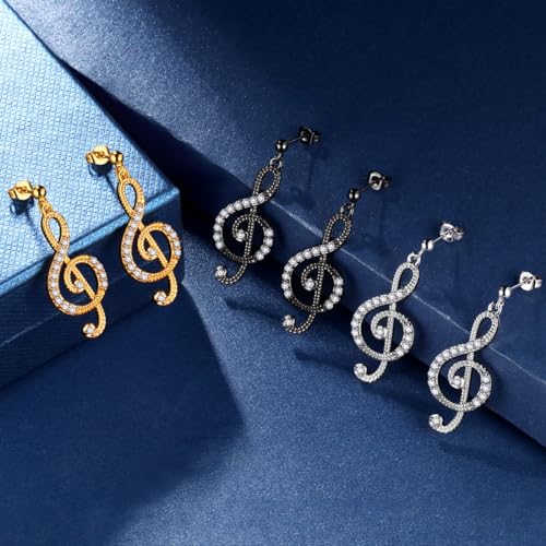 Boucles d'oreilles à tige note de musique hypoallergéniques et légères - 4