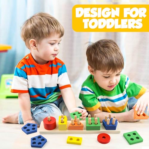 Montessori Toys for 1 2 3 Year Old Girls Boys, Wooden Sensory Toys for 1-3 Year Old Birthday Gifts, Education Toddler Puzzles Toddler Easter Basket Stuffers Learning Toy Activities Puzzles Ages 1-3 - Image 4