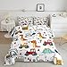 Construction Comforter Set Kids Cartoon Dinosaur Comforter Cover Set for Boys Equipment Trucks Bedding Set Construction Vehicles Kawaii Jungle Dino Duvet Set Room Decor Quilt Set Full Size