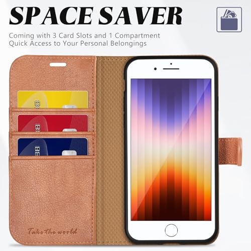 TUCCH Wallet Case for iPhone SE 2022/ SE2020/iPhone 7/8/, Light Brown by TUCCH - Used condition - Image 3
