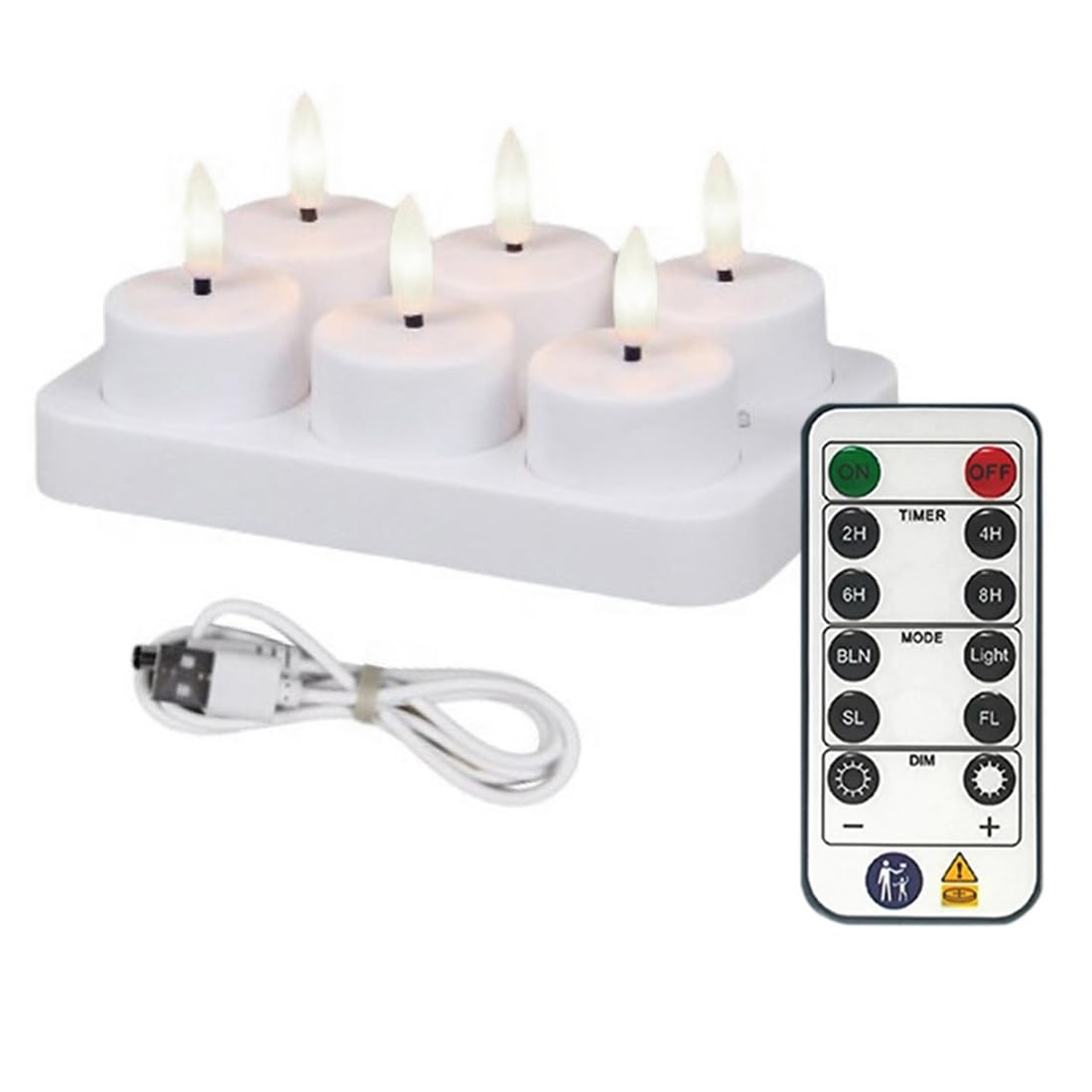 UDSKNV[KSL Remote Control Rechargeable LED Christmas Flameless Tea Light Warm Yellow Candle Light Party Lamp