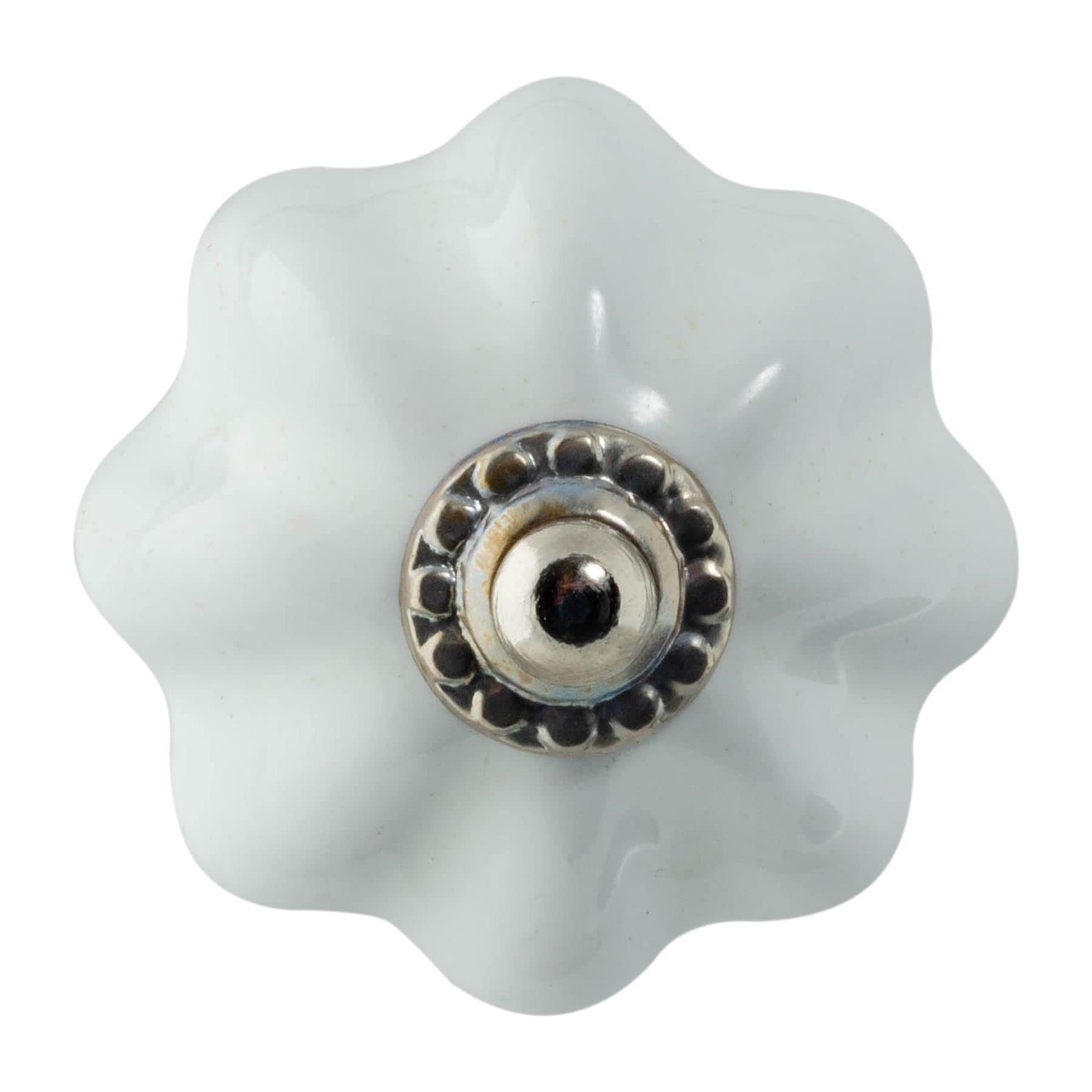 Nicola Spring Ceramic Cupboard Drawer Knobs - Solid Vintage Design - White - Pack of 12