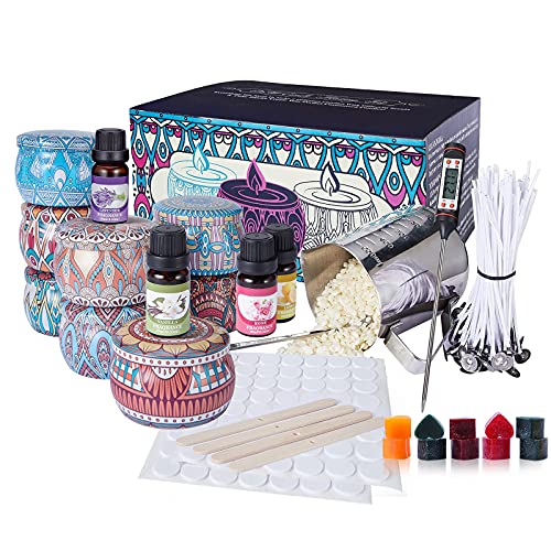 Candle Making Kit, Complete Candle Making Supplies Kit for Scented Candle, Beeswax, Wicks, Rich Scents, Dyes, Candle Tins, Melting Pot Candle Making Kit, Complete Candle Making Supplies Kit for Scented Candle, Beeswax, Wicks, Rich Scents, Dyes, Candle Tins, Melting Pot