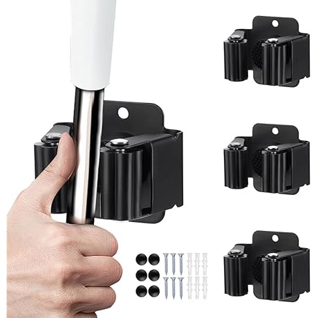3PCS Wall Mounted Mop and Broom Holder, Heavy Duty, Stainless Steel