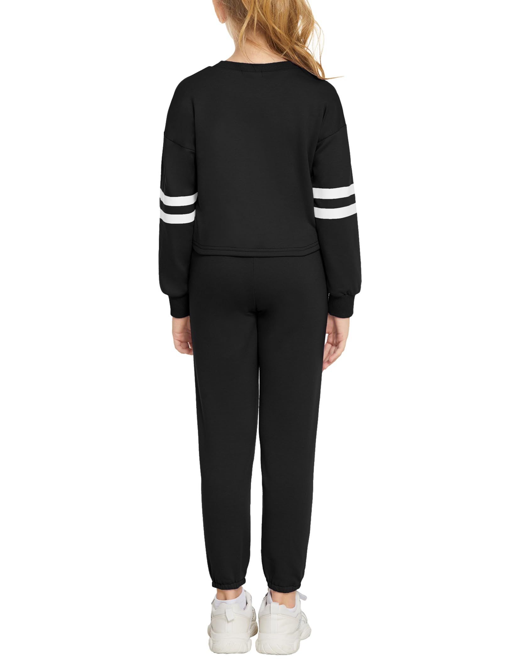 Arshiner sportswear fille jogging costume à manches longues ensemble de vêtements pour enfants costume de sport 2 pièces survêtement uni costume de loisirs sweat pantalon de sport survêtement enfants