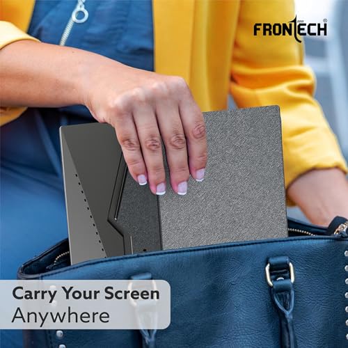 Image of FRONTECH 17.3 inch Portable LED Monitor | Full HD 1920x1080 IPS Display | 60Hz Refresh Rate | Mini HDMI & Dual Type-C Ports | Built-in Speaker | Kickstand Cover | External Laptop Monitor (MON-0084)