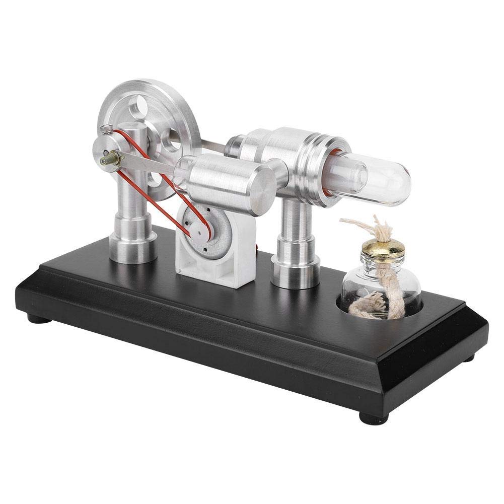 OLSKFUH Engine Model Engine Science Experiment Kit External Combustion Engine Physics Teaching Tool Black Wood Base With Led Physics Science Education Toys,