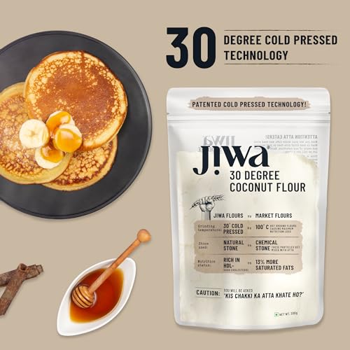 Image of Jiwa 30 Degree Coconut Flour | Patented Cold Pressed Flour | Slow Ground | Low Carb Coconut Powder | Nariyal Powder | Keto & Paleo Friendly | Gluten Free | Grain Free | 200 G (Pack of 2)
