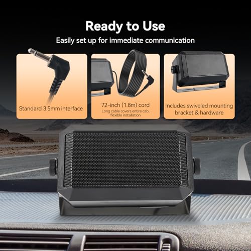 Image of Retevis MB3A AM /FM CB Radio Kit with External Speaker, 40-Channel, Long Range Trucker Radio with Antenna, 12V /24V Cigarette Lighter, PA, Noise Limiter, Emergency Channels 9 /19, Cooling System