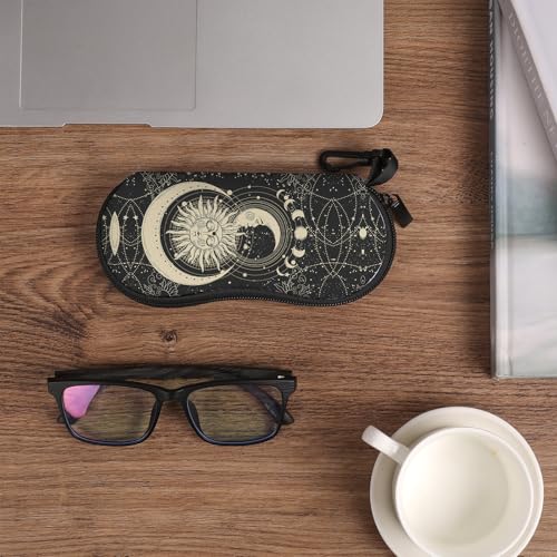 Image of Sunglasses Soft Case, Cute Ultra Light Portable Neoprene Zipper Eyeglass Glasses Case with Belt Clip for Men Women