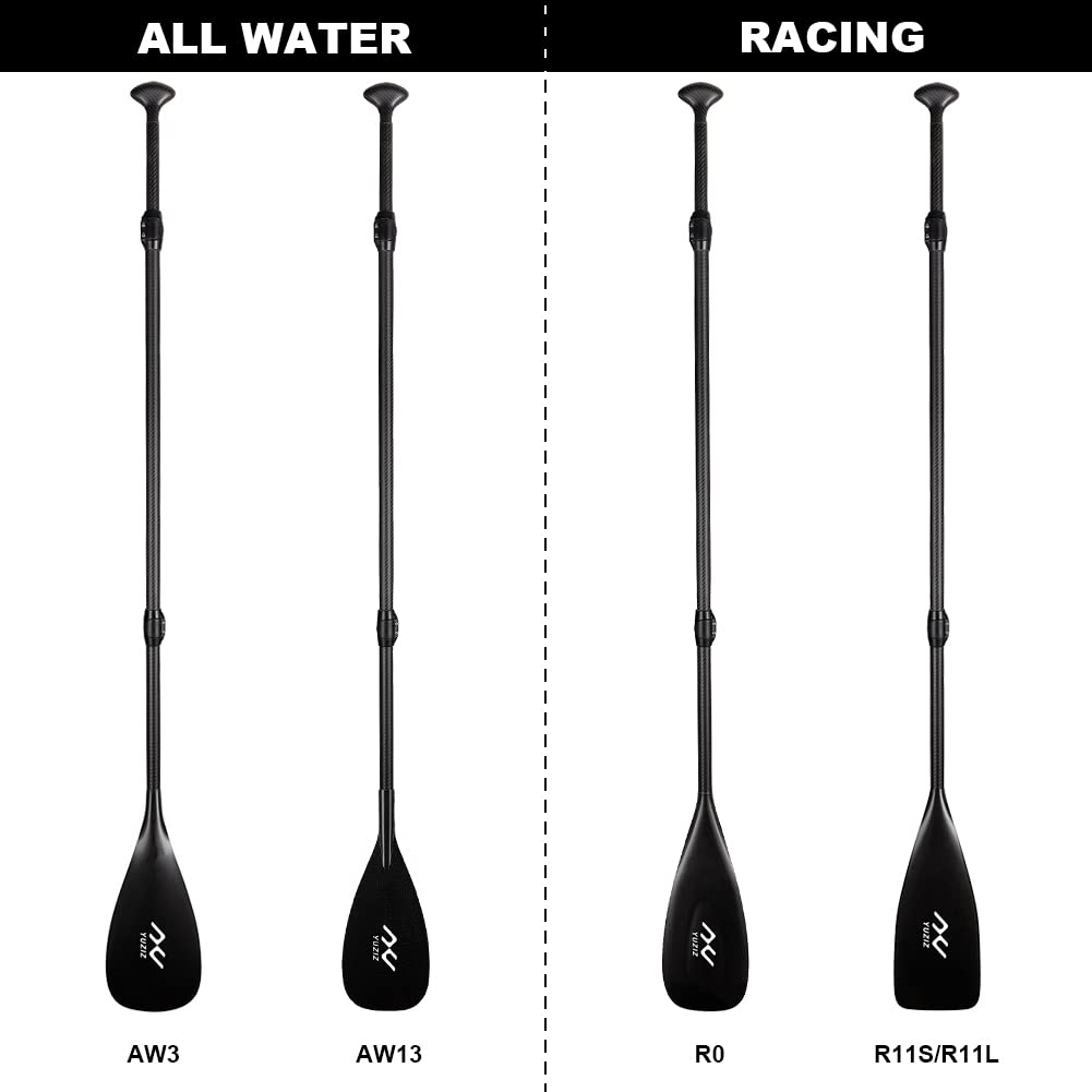 YUZIZ 3-Pieces SUP Paddle Full Carbon for Race or All Water Stand Up Paddling 170cm-220cm Adjustable (Racing-11S)