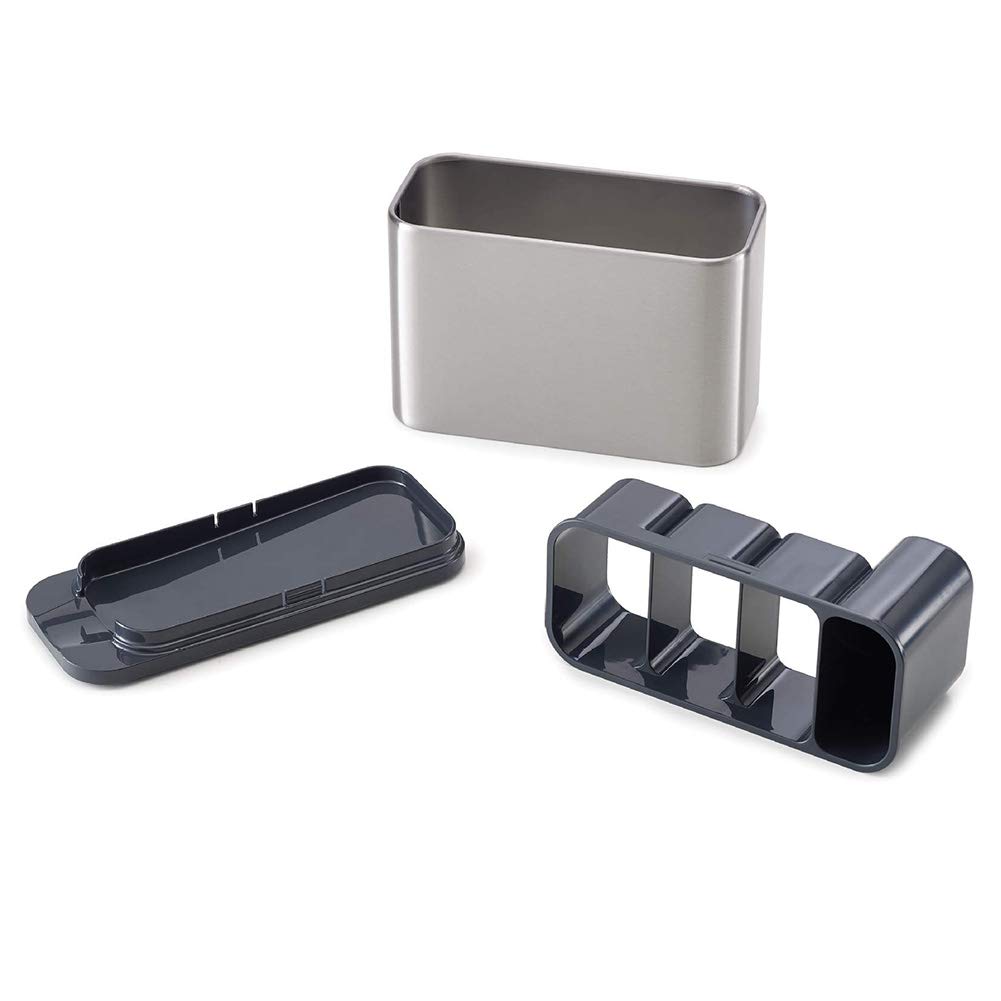 Soporte para utensilios de cocina para encimera, organizador de cubiertos, bandeja antideslizante de goteo de acero inoxidable, escurridor de cubiertos para el hogar, cocina, bandeja de goteo de 4 4