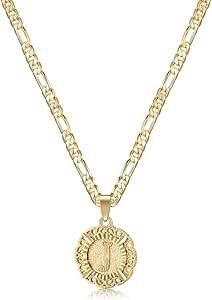 KissYan Initial Necklaces for Women, 14K Gold Plated Round Letter Pendant Capital Monogram Necklace Alphabets from A-Z Figaro Chain Jewelry