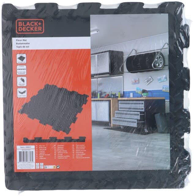 BLACK+DECKER Doormat 6 Pieces - Floor Protection - Damping Material - Puzzle Mats - Ribbed, Blau, Normal - Image 4