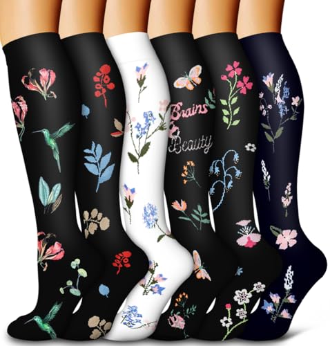 Image of Bluemaple 6 Pack Copper Compression Socks for Women and Men Circulation-Best Support for Medical, Running,Nursing,Athletic