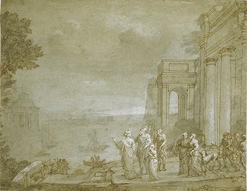 Lienzo de Claude Lorrain Vista de Cartago, inspira elegancia y calma en tu dormitorio