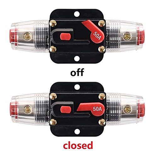RKURCK 50 Amp Circuit Breaker Manual Reset Waterproof Inline Fuse Inverter for Car Marine Trolling Motors Boat ATV Audio Solar Inverter System Protection 12V-24V DC 50 Amp - Thumbnail 3