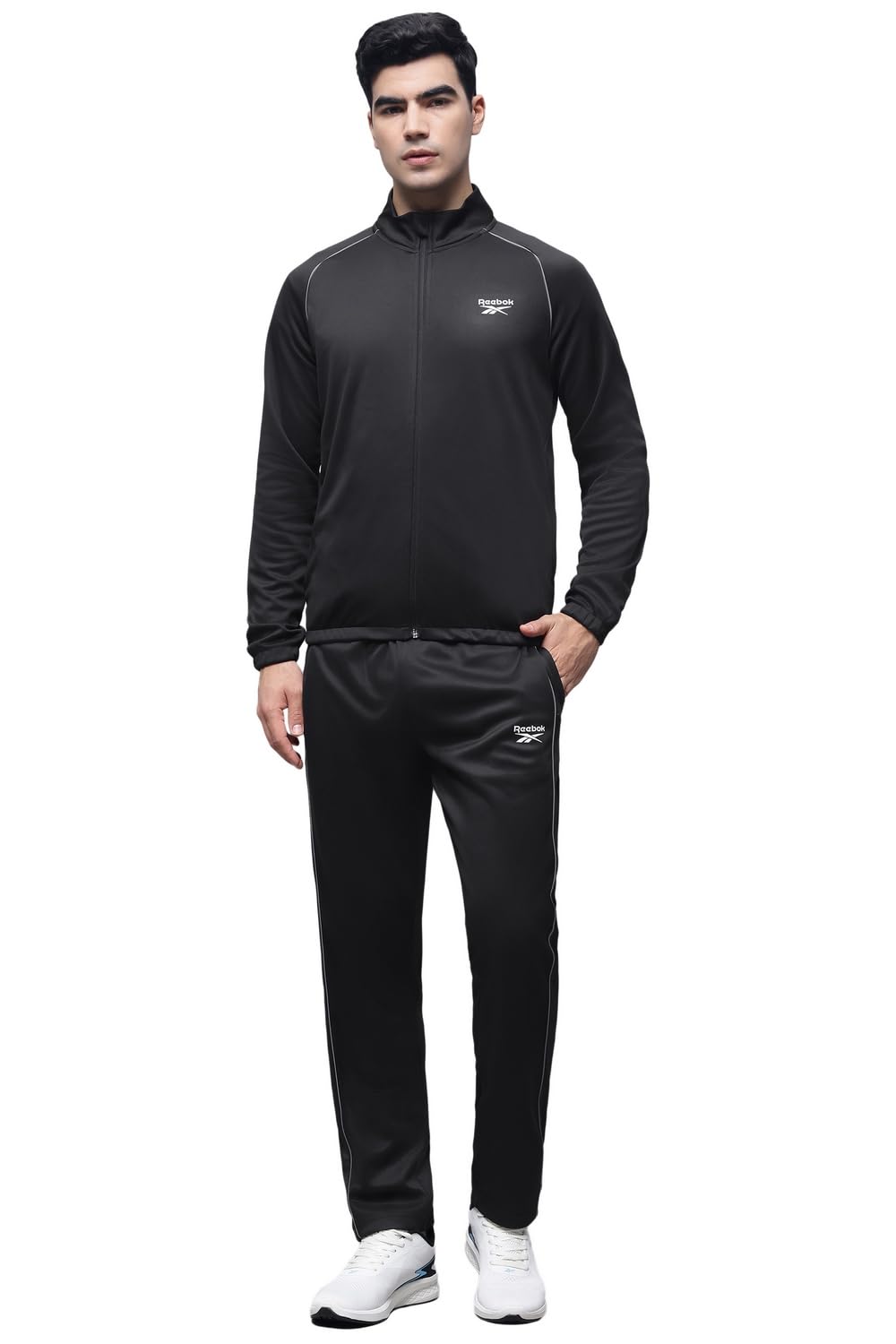 reebok Men's Workout Tracksuit - Sporty Full Set with Jacket and Pants-picture-30