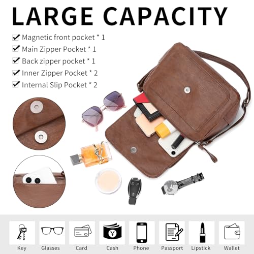 SENDEFN Crossbody Bags for Women, Soft Leather Crossbody Handbags Purses with Zipper Closure3