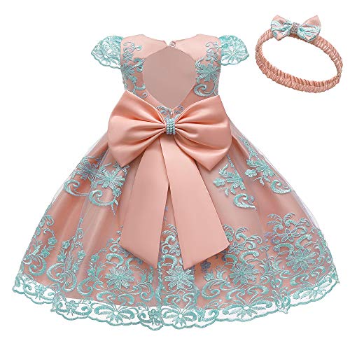 COMISARA Toddler Baby Girl Dress Wedding Pageant Christmas Prom Tutu Bridesmaid Dresses Size 18M (Pink Blue, 18M)