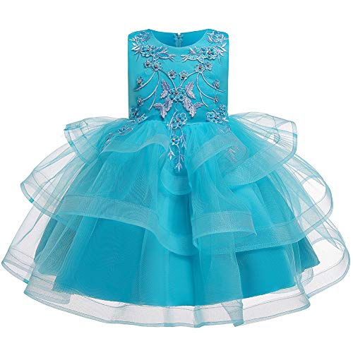 Robe de Noël en dentelle bébé fille bleue 7-8 ans pour tenue chic de réveillon
