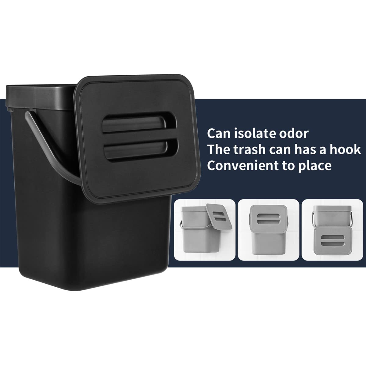 Set 2 Secchielli Compost Da Cucina | 5L + 3L Sospesi E Odor-free