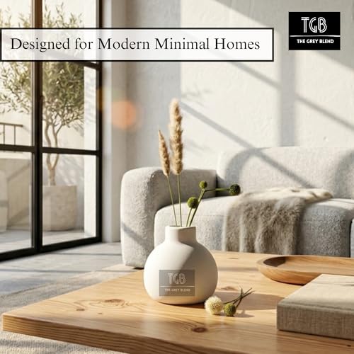 Image of Small Vase & Mini Bud Vase for Home Decor, White Handmade Concrete Flower Vase for Coffee Table, Shelf, Desk & Bedroom | Matte Finish (8x8 cm)