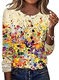 TCOT Womens Fall Shirts 2025 Casual Crew-Neck T-Shirt Long Sleeve Tunic Tops for Leggings Multiple Color Printed S
