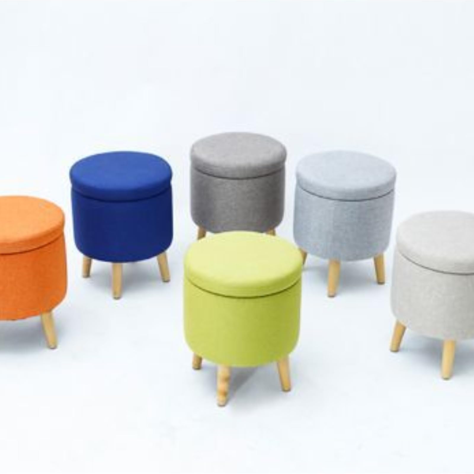 Ottomana Salón Reposapiés con Tapa Extraíble, Asiento Acolchado Espacio Oculto Y Patas De Madera Asiento Extra(Blue)