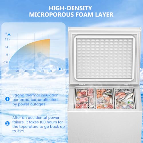 Image of COWSAR 5.0 Cu.Ft Chest Freezer, Small Deep Freezer with 3 Baskets, White