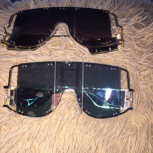 Image of COTIA /Fashion Square Sunglasses Women New Oversized Mirror Men Shades Glasses Luxury Brand Metal Rivet Fashion Female Eyewear