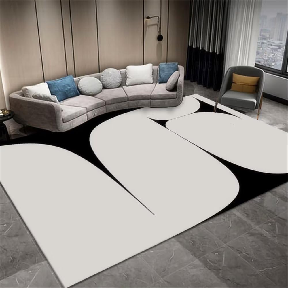 Tapis de salon gris 200x300cm à rayures abstraites pour chambre