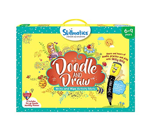 Image of Skillmatics Educational Game : Doodle And Draw | Reusable Activity Mats With 2 Marker Pens | Gifts & Creative Learning For Ages 6-9 - Kids, Multicolor