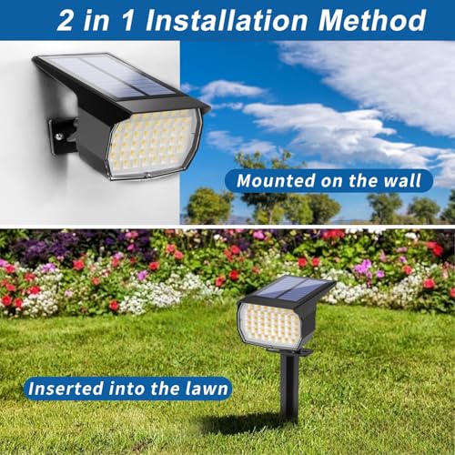 Solar Spot Lights Outdoor Waterproof IP65, 12 Pack Landscape Spotlights with 46 LEDs, 3 Modes Auto On/Off Solar Powered Flood Lights for Outside Pathway, Yard, Garden, Walkway (Warm White) - Image 6