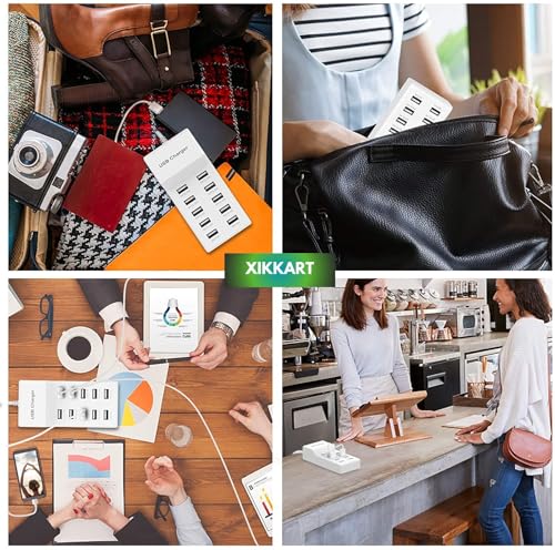 Image of USB Charger Hub, 10 Port Charging Station with Turbo Charging Auto Detect Technology Safety Guaranteed 10-Port USB Ports for Multiple Devices Smart Phone Tablet Smart Watch